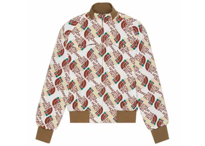 Pre-owned Gucci Men's  X The North Face Web Print Technical Jersey Jacket In Brown/beige