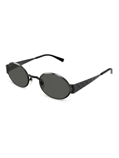 Gucci Metal Oval Sunglasses In Gray