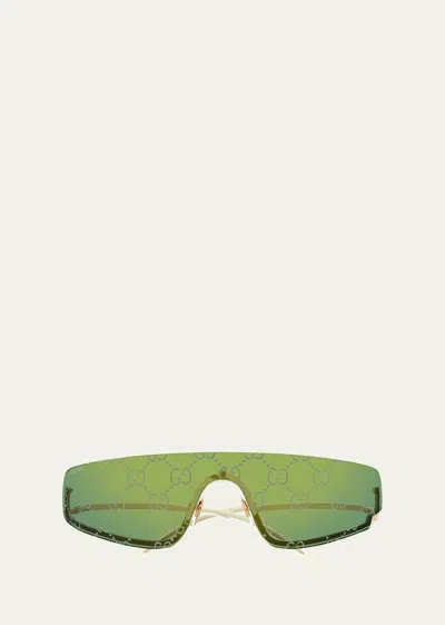 Gucci Men's Ssima Metal And Nylon Wrap Sunglasses In Green