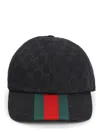 Gucci Original Gg Fabric Baseball Cap With Web Ribbon In Black