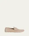 Gucci Men's Havel Interlocking G Leather Drivers In Sand