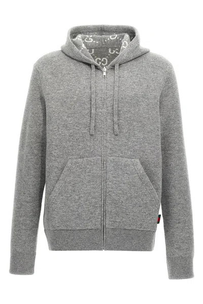 Gucci Hooded Cardigan In Gray