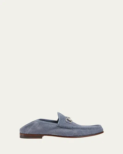GUCCI MEN'S HORSEBIT 1953 EMBOSSED SUEDE BIT LOAFERS