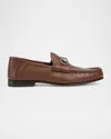 Gucci Men's Horsebit 1953 Grained Leather Bit Loafers In Brownie