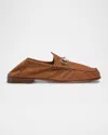 Gucci Men's Horsebit 1953 Suede Loafers In Brown
