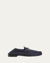 Gucci Round Toe Loafers With Metal Buckle Detail In Blue