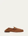 Gucci Men's Horsebit 1953 Suede Loafers In Brown