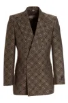 Gucci Horsebit Maxi Blazer Jacket In Brown