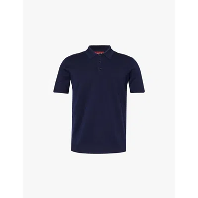 Gucci Mens Ink Green Red Web-stripe Regular-fit Wool Polo Shirt