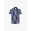 Gucci Mens Monogram-pattern Striped-trim Cotton Polo Shirt Ink White In Black