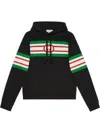 Gucci Black Interlocking G Print Hoodie In Black,mult