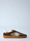 Gucci Men G75 Low-top Supreme Gg Fabric And Suede Sneakers In Brown