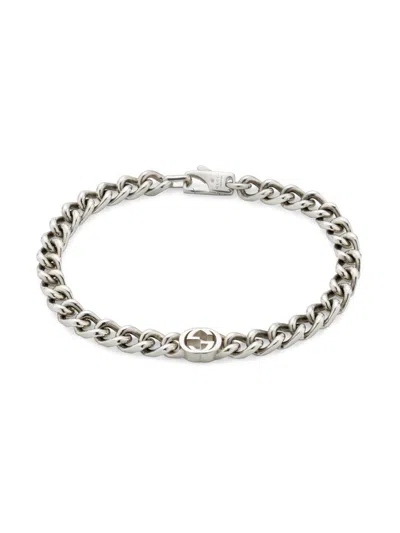 Gucci Men's Interlocking G Sterling Silver Bracelet In Metallic