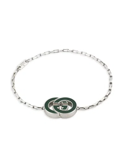 Gucci Men's Interlocking G Sterling Silver Bracelet In Metallic