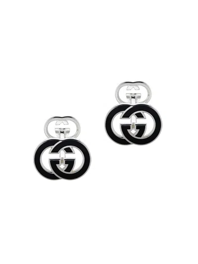 Gucci Men's Interlocking G Sterling Silver Cufflinks In Burgundy