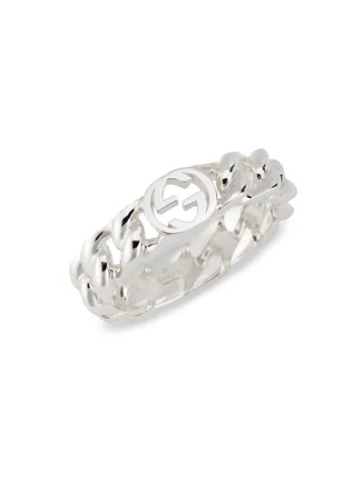 Gucci Men's Interlocking Gg Sterling Silver Ring