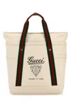 Gucci Men Canvas Shopping Bag With Web Details In White