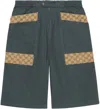Gucci Cotton Canvas Bermuda Short With Gg Inserts In Grey
