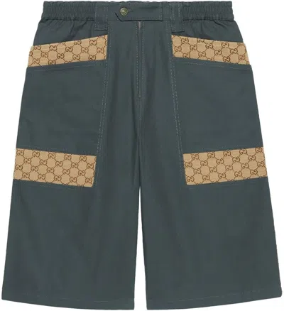 GUCCI MEN'S JACQUARD MONOGRAM BERMUDA SHORTS