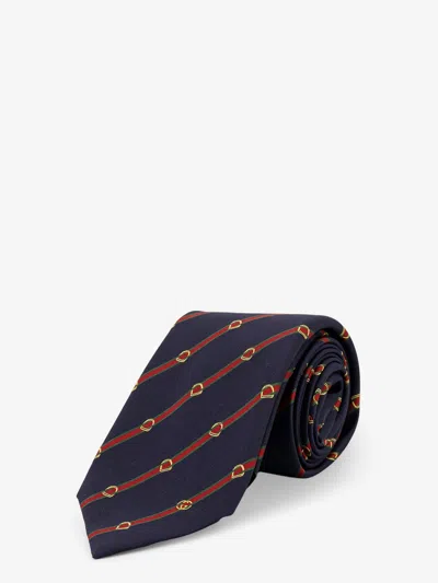 Gucci Men Jacquard Silk Tie In Blue