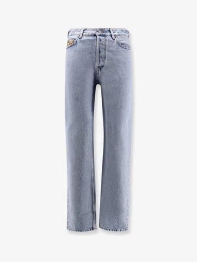 Gucci Men Jeans With Gg Inserts In Blue