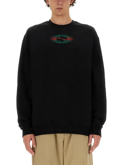Gucci Men Jersey Sweatshirt In Black