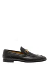 Gucci Women Black Calf Leather Moc Stitching Signature Horsebit Detail Almond Toe Slip-on Style Bran In Black