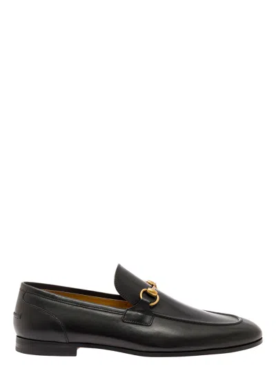 Gucci Men 'jordaan' Black Loafers With Horsebit Detail In Leather Man In Multi