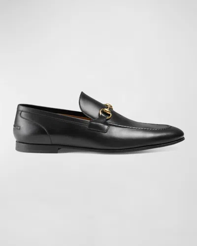 Gucci Men's Jordaan Leather Loafers In Black