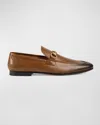 Gucci Jordaan Horsebit Burnished-leather Loafers In Brown