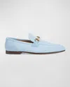 Gucci Men's Jordaan Suede Bit Loafers In Azure