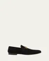 Gucci Men's Jordaan Suede Bit Loafers In Black