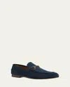 Gucci Jordaan Horsebit-embellished Suede Loafers In Blue