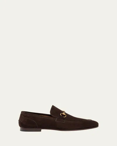 GUCCI MEN'S JORDAAN SUEDE BIT LOAFERS
