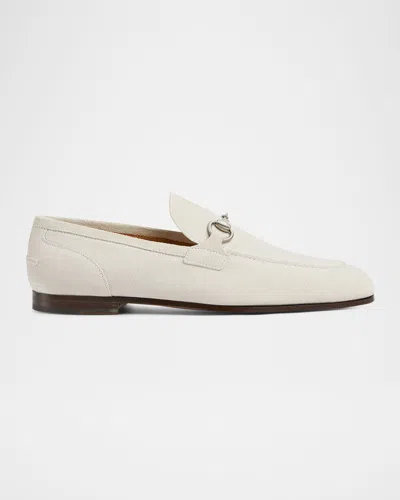 Gucci Men's Jordaan Suede Bit Loafers In Sand