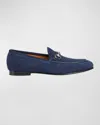 Gucci Men's Jordy Ssima Suede Loafers In Blue Agate
