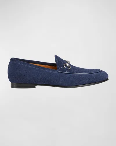 GUCCI MEN'S JORDY GUCCISSIMA SUEDE LOAFERS