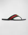 Gucci Web Stripe-embellished Flip Flops In Black/green