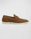 Gucci Men's Konrad Suede Bit Loafers In Brown