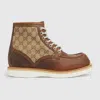 Gucci Suede Ankle Boots Contrast Sole In Brown