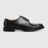 Gucci Interlocking G Leather Lace-up Shoes In Black