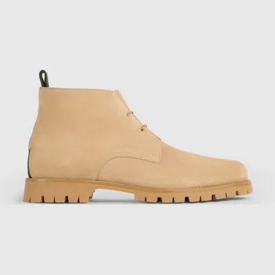 Gucci Men's Lace-up Ankle Boot With Web In Beige
