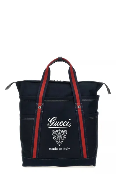 Gucci Men Large Coat Of Arms Shopping In Blue