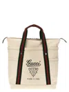 Gucci Men Canvas Shopping Bag With Web Details In White