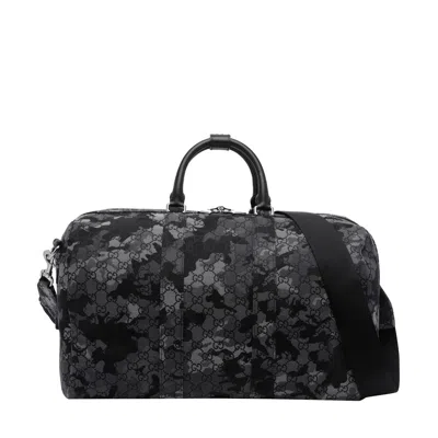 Gucci Men Large Gg Canvas Duffle Bag In Gray