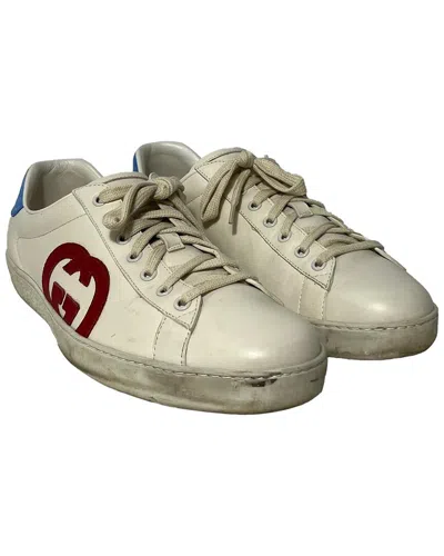 GUCCI GUCCI MEN'S LEATHER ACE INTERLOCKING G SNEAKER (AUTHENTIC PRE-LOVED)