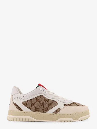 Gucci Men Leather And Suede Low-top Re-web Sneakers With Gg Supreme Fabric Inserts In Multi