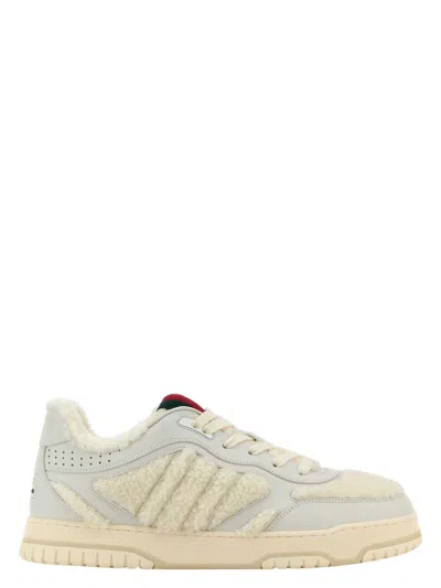 Gucci Men's Leather And Teddy Re-web Sneakers