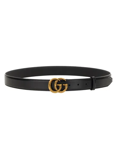 Gucci Men Leather Belt In Black