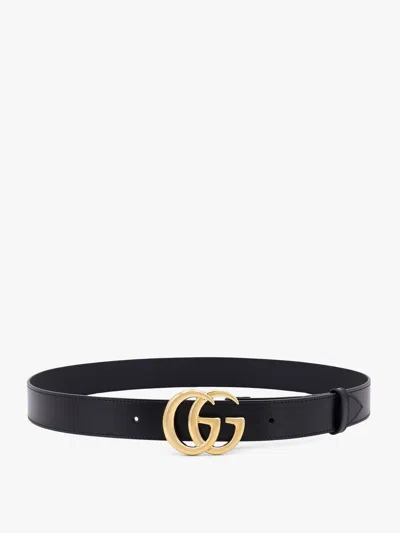 Gucci Men Leather Belt In Black